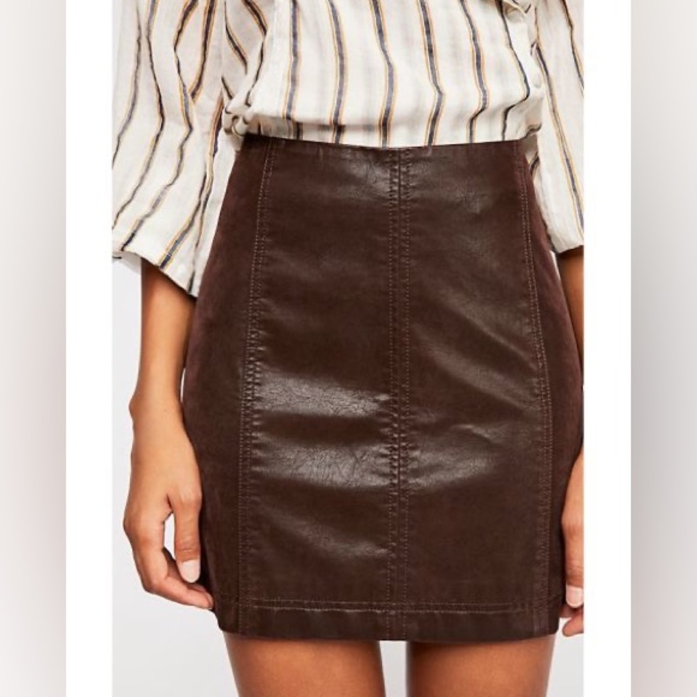 Free People brown leather skirt!